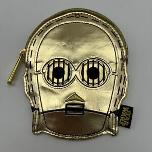 Loungefly Star Wars C-3PO Metallic Gold Coin Purse Zip Wallet C3PO Cosplay Droid